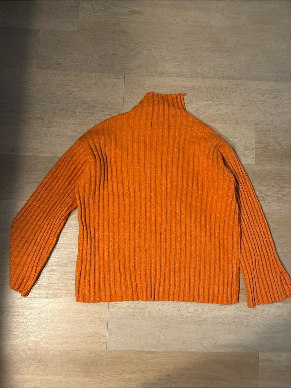 Orange Ribbed Turtleneck Sweater